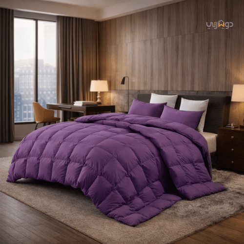 Couette Unie Violet Microgel MALABATA + Taies d'oreiller Offerte // Chaude C°+++ & Antiallérgique - Couette Uni Dwirty Maroc