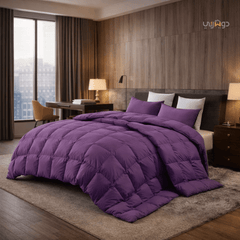 Couette Unie Violet Microgel MALABATA + Taies d'oreiller Offerte // Chaude C°+++ & Antiallérgique - Couette Uni Dwirty Maroc