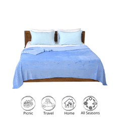 🌟Couverture Flanelle Uni Bleu Ciel - Doux & Antiallergique (C++) 🌟 - couverture Dwirty Maroc