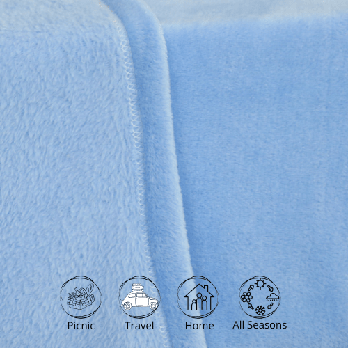 🌟Couverture Flanelle Uni Bleu Ciel - Doux & Antiallergique (C++) 🌟 - couverture Dwirty Maroc