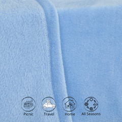 🌟Couverture Flanelle Uni Bleu Ciel - Doux & Antiallergique (C++) 🌟 - couverture Dwirty Maroc