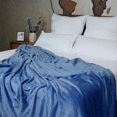 🌟Couverture Flanelle Uni Bleu Ciel - Doux & Antiallergique (C++) 🌟 - couverture Dwirty Maroc