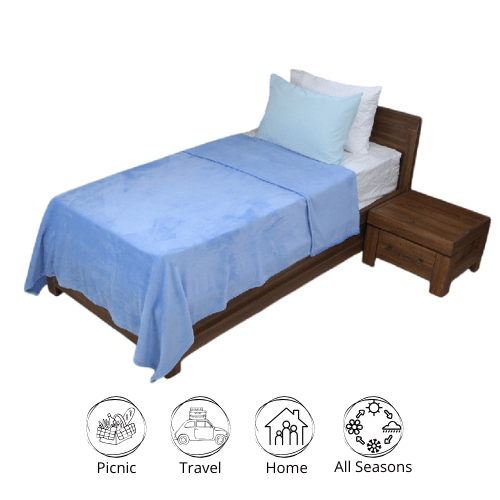🌟Couverture Flanelle Uni Bleu Ciel - Doux & Antiallergique (C++) 🌟 - couverture Dwirty Maroc