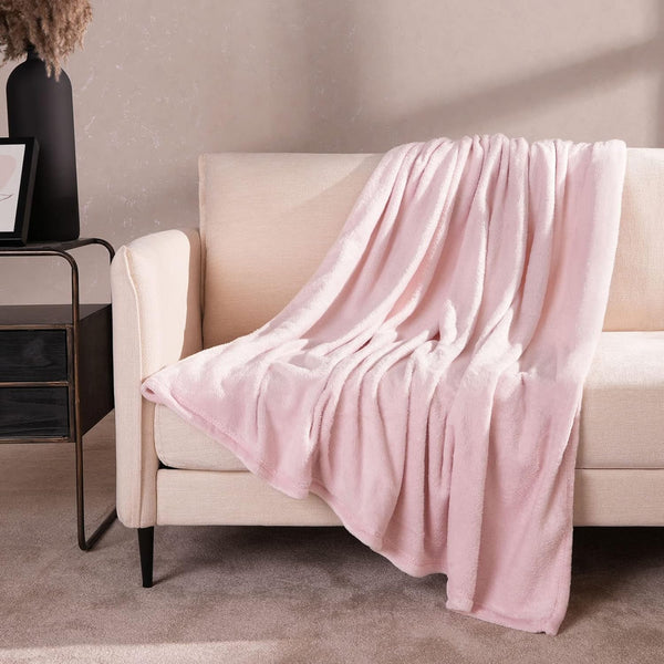 🌟Couverture Flanelle Uni Rose - Doux & Antiallergique (C++) 🌟 - couverture Dwirty Maroc