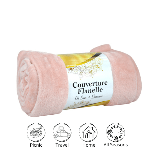 🌟Couverture Flanelle Uni Rose - Doux & Antiallergique (C++) 🌟 - couverture Dwirty Maroc