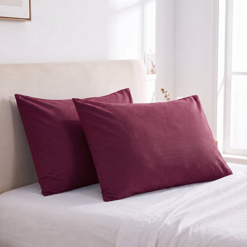 Taies d’oreiller unies microfibre 50×70 (lot de 2, 13 coloris)