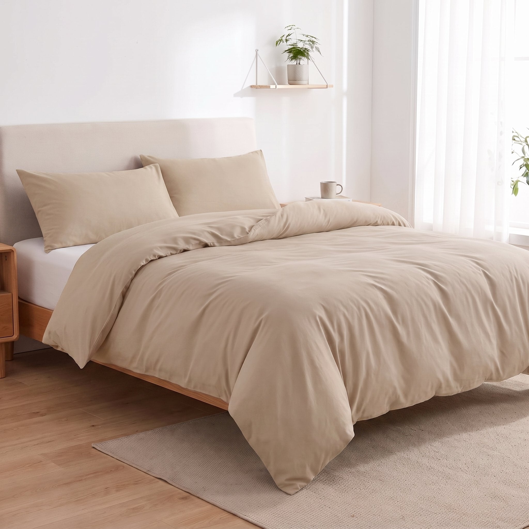 Housse de couette unie + 2 taies offertes