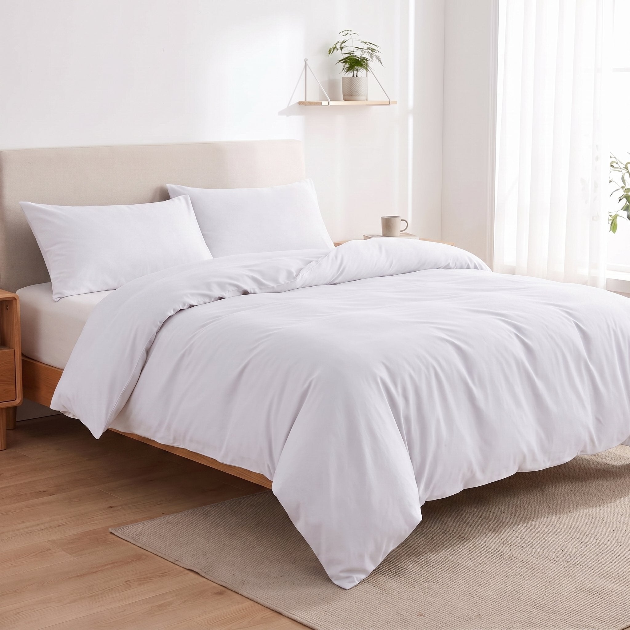 Housse de couette unie + 2 taies offertes