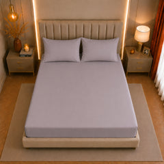 Set de drap Gris (Drap housse + 2 Taies d'oreiller)  - Douceur Absolue