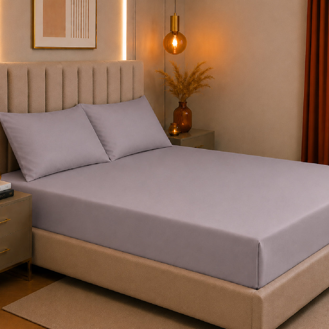 Set de drap Gris (Drap housse + 2 Taies d'oreiller)  - Douceur Absolue