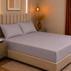 Set de drap Gris (Drap housse + 2 Taies d'oreiller)  - Douceur Absolue
