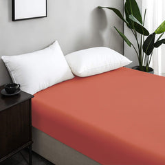 Drap Housse Couleur Uni Orange Brique Kasbah // Doux & Antiallérgique - drap housse Dwirty Maroc