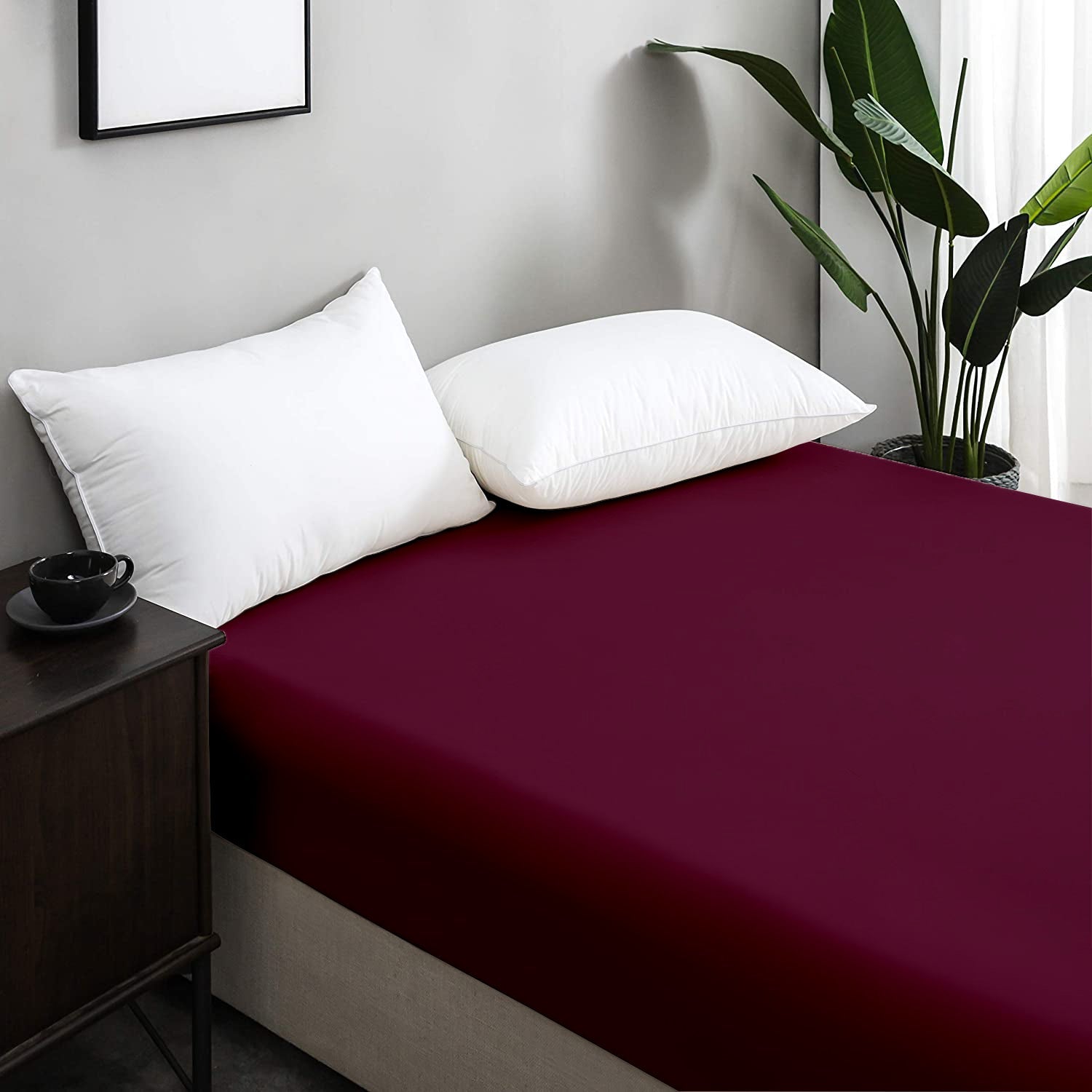 Drap Housse Uni Aubergine - Doux & Antiallergique - Découvrez le Luxe Absolu - drap housse Dwirty Maroc