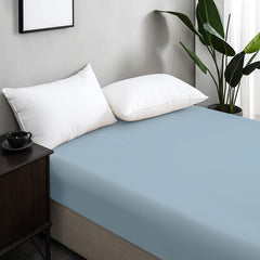 Drap Housse Uni Bleu Glacier - Doux & Antiallergique - Découvrez le Luxe Absolu - drap housse Dwirty Maroc