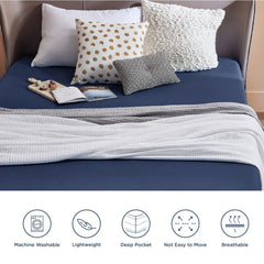 Drap Housse Uni Bleu Nuit - Doux & Antiallergique - : Découvrez le Luxe Absolu - drap housse Dwirty Maroc