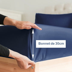 Drap Housse Uni Bleu Nuit - Doux & Antiallergique - : Découvrez le Luxe Absolu - drap housse Dwirty Maroc