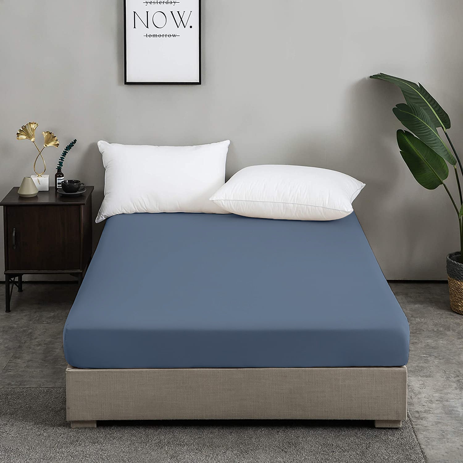 Drap Housse Uni Bleu Pétrole - Doux & Antiallergique - Découvrez le Luxe Absolu - drap housse Dwirty Maroc