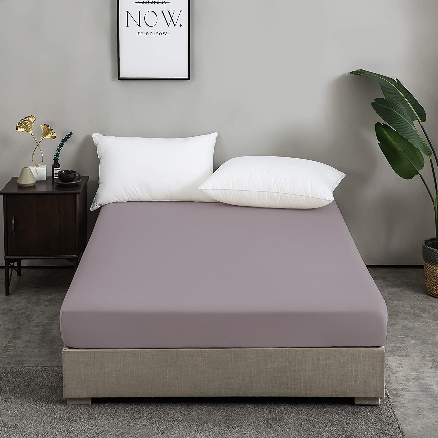 Drap Housse Uni Gris Moyen - Doux & Antiallergique - Découvrez le Luxe Absolu - drap housse Dwirty Maroc