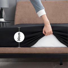 Drap Housse Uni Noir Élégance - Doux & Antiallergique - : Découvrez le Luxe Absolu - drap housse Dwirty Maroc
