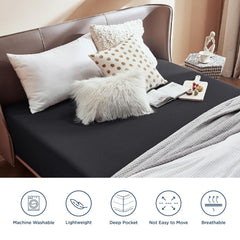 Drap Housse Uni Noir Élégance - Doux & Antiallergique - : Découvrez le Luxe Absolu - drap housse Dwirty Maroc