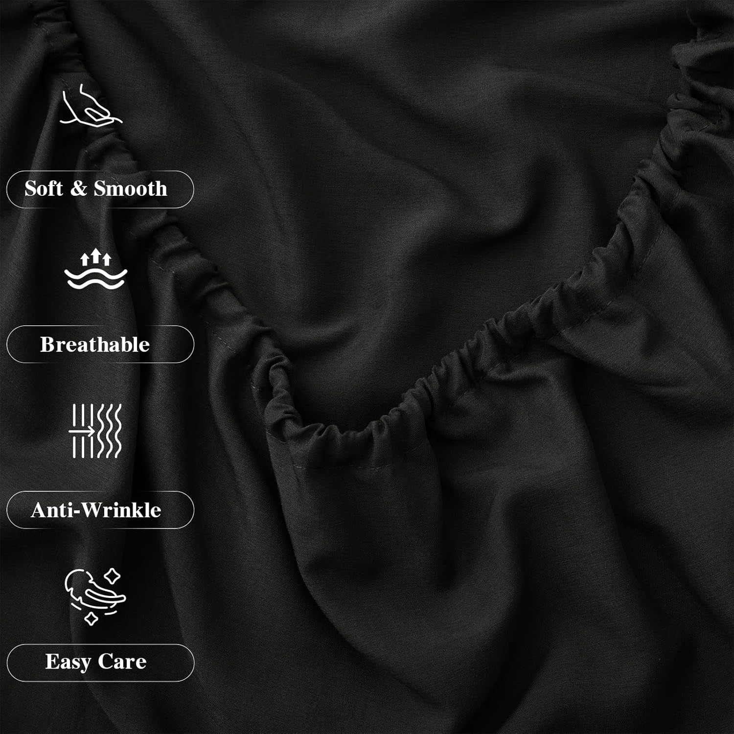 Drap Housse Uni Noir Élégance - Doux & Antiallergique - : Découvrez le Luxe Absolu - drap housse Dwirty Maroc