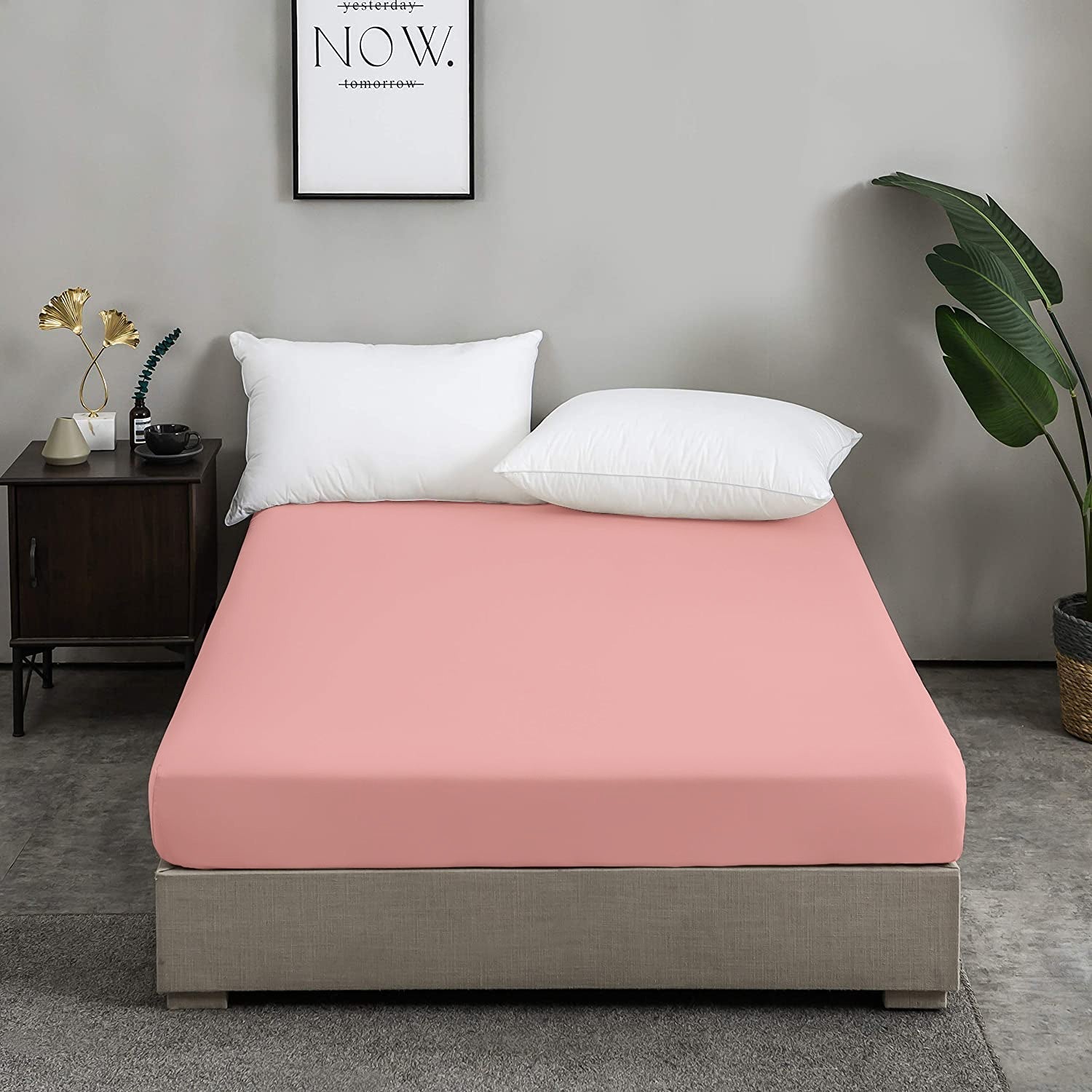 Drap Housse Uni Rose Kasbah // Doux & Antiallérgique - drap housse Dwirty Maroc