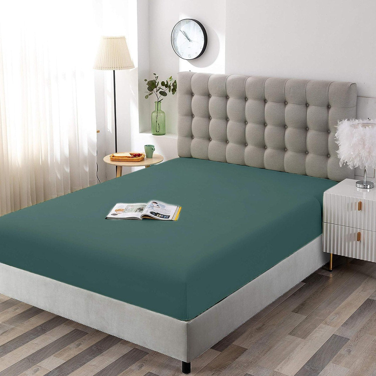 Drap Housse Uni Vert Foncé - Doux & Antiallergique - drap housse Dwirty Maroc