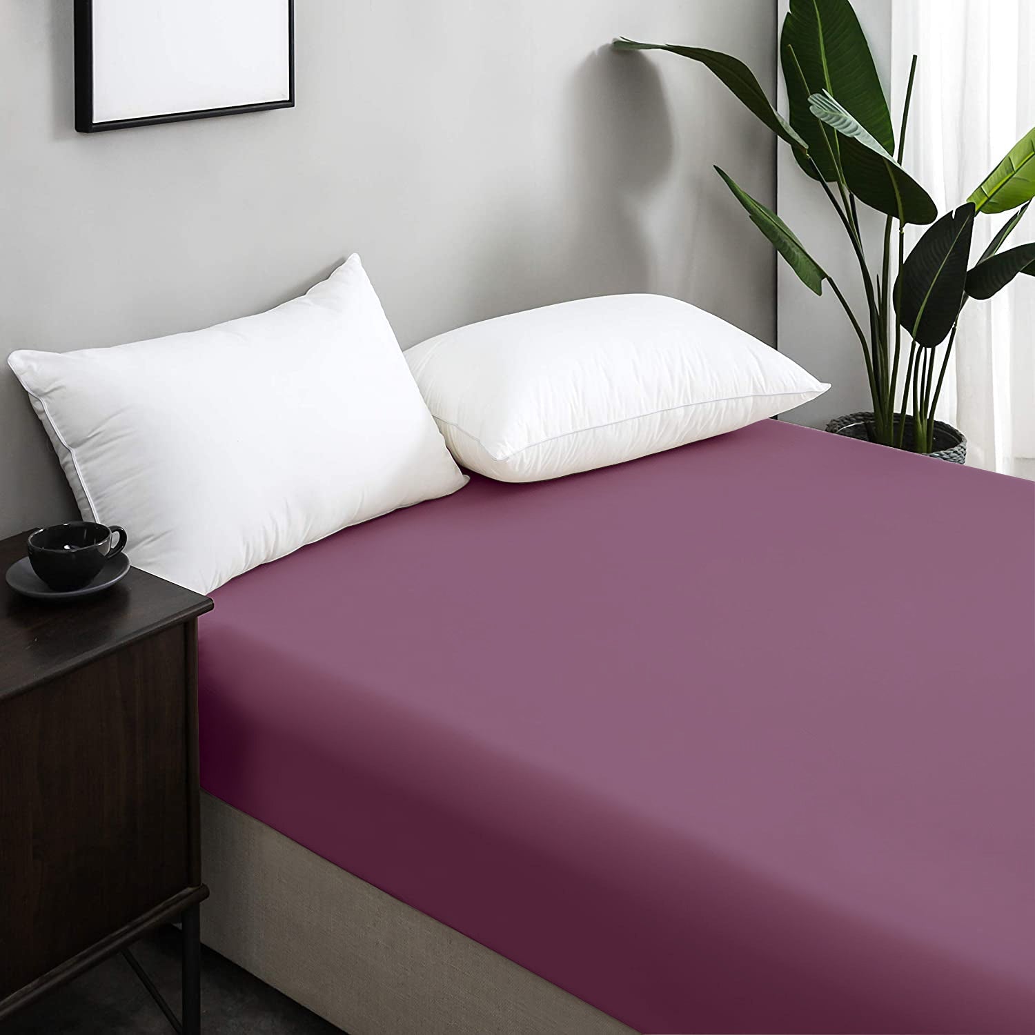 Drap Housse Uni Violet - Doux & Antiallergique - Découvrez le Luxe Absolu - drap housse Dwirty Maroc