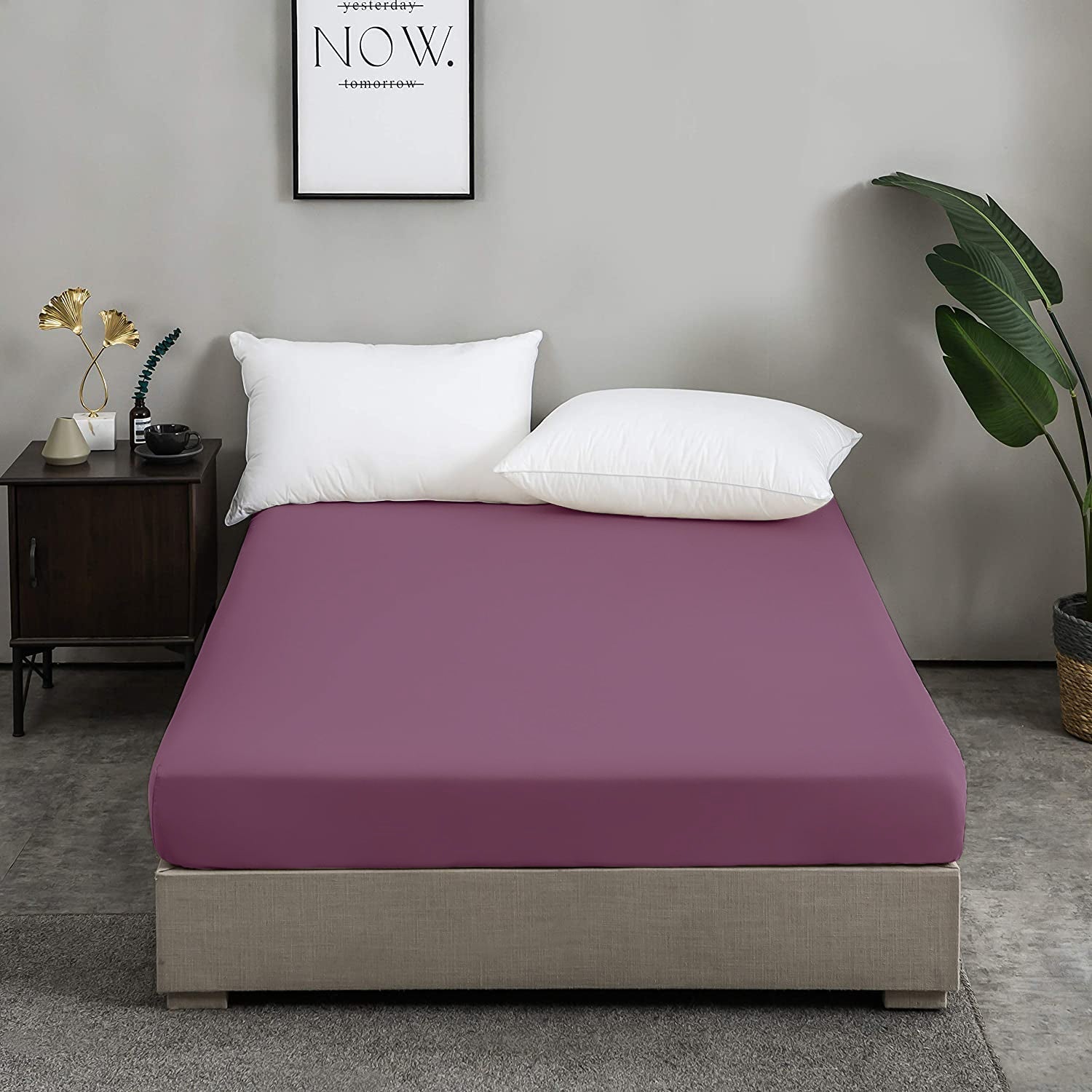 Drap Housse Uni Violet - Doux & Antiallergique - Découvrez le Luxe Absolu - drap housse Dwirty Maroc