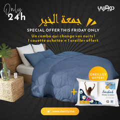 Couette Uni Kasbah Microfibre Bleu Pétrole achetée = 1 oreiller Kasbah OFFERT // Chaude C°++ & Antiallérgique