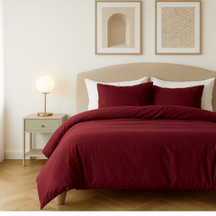 Housse Couette Aubergine + Taies d'oreillers Offerts - Doux & Antiallergique - Couette & Housse de Couette Dwirty Maroc