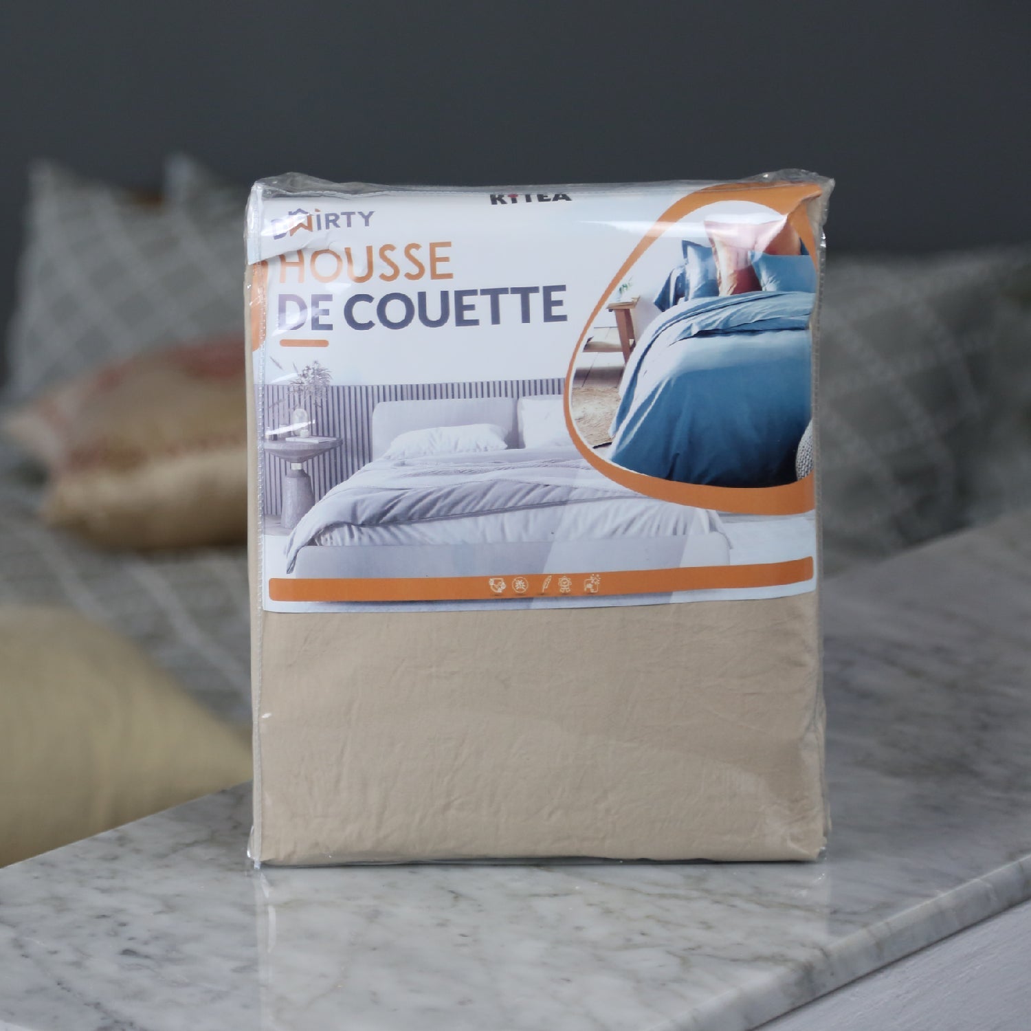 Housse Couette Beige Sable + Taies d'oreillers Offertes - Doux & Antiallergique - Couette & Housse de Couette Dwirty Maroc