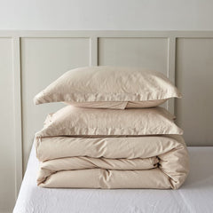 Housse Couette Beige Sable + Taies d'oreillers Offertes - Doux & Antiallergique - Couette & Housse de Couette Dwirty Maroc