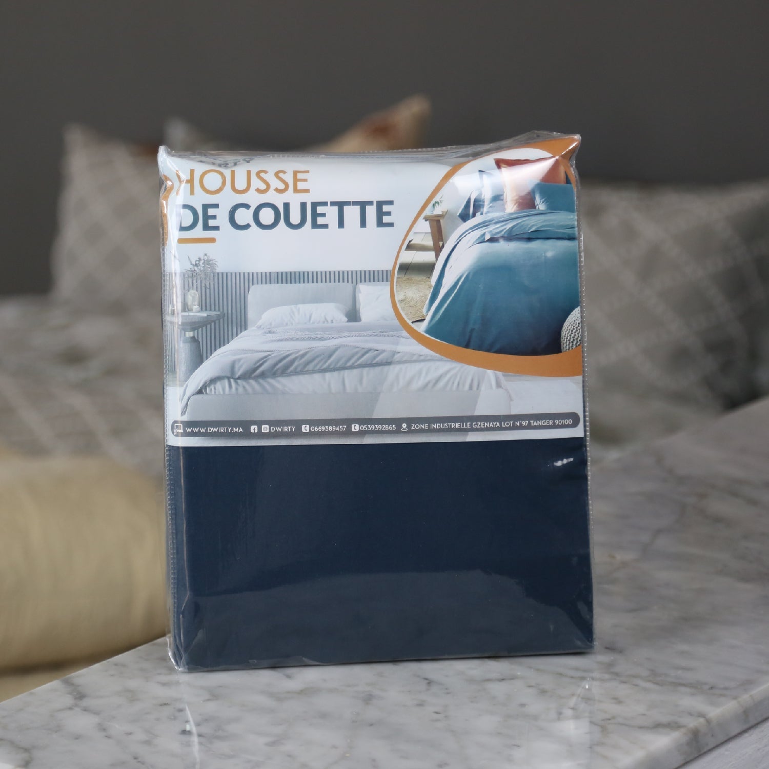 Housse Couette Bleu Nuit + Taies d'oreillers Offertes // Doux & Antiallergique - Couette & Housse de Couette Dwirty Maroc