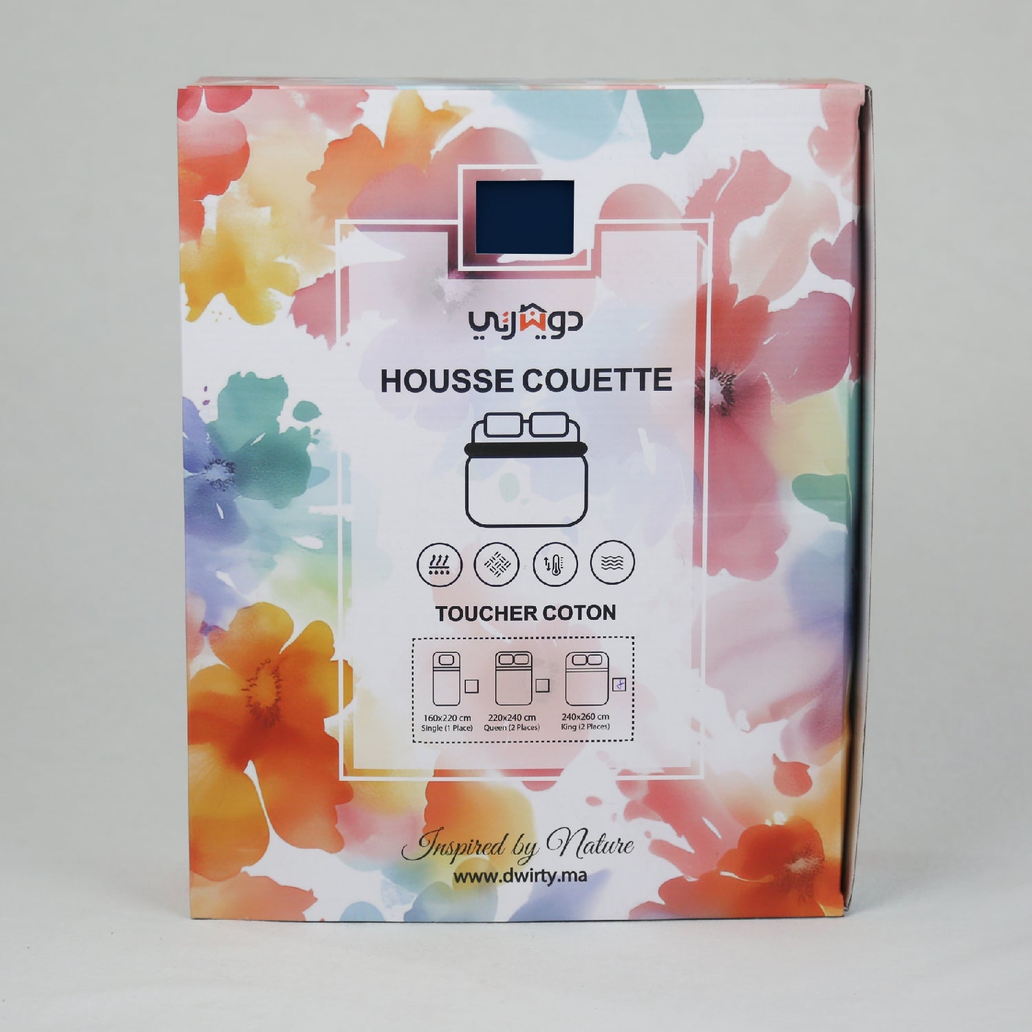 Housse Couette Bleu Nuit + Taies d'oreillers Offertes // Doux & Antiallergique - Couette & Housse de Couette Dwirty Maroc