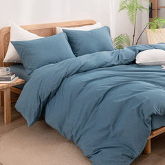 Housse Couette bleu pétrole + Taies d'oreillers Offerts - Doux & Antiallergique - Couette & Housse de Couette Dwirty Maroc