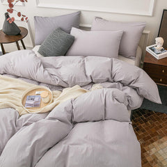 Housse Couette Gris Moyen + Taies d'oreillers Offerts - Doux & Antiallergique - Couette & Housse de Couette Dwirty Maroc
