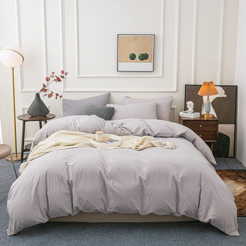 Housse Couette Gris Moyen + Taies d'oreillers Offerts - Doux & Antiallergique - Couette & Housse de Couette Dwirty Maroc