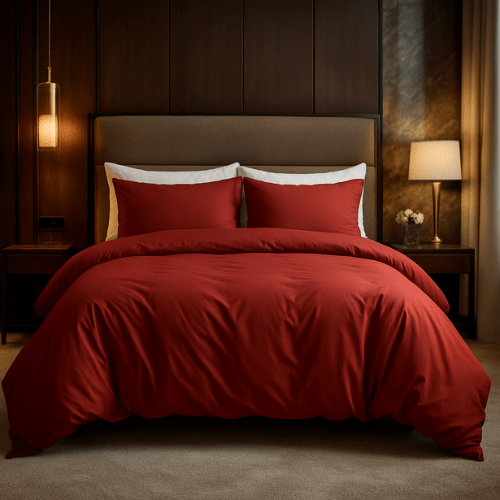 Housse Couette Orange Brique + Taies d'oreillers Offertes - Doux & Antiallergique - Couette & Housse de Couette Dwirty Maroc