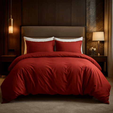 Housse Couette Orange Brique + Taies d'oreillers Offertes - Doux & Antiallergique - Couette & Housse de Couette Dwirty Maroc