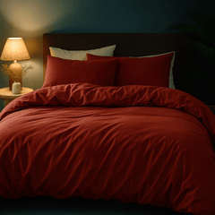 Housse Couette Orange Brique + Taies d'oreillers Offertes - Doux & Antiallergique - Couette & Housse de Couette Dwirty Maroc