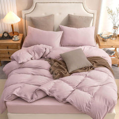 Housse Couette Rose + Taies d'oreillers Offerts - Doux & Antiallergique - Couette & Housse de Couette Dwirty Maroc