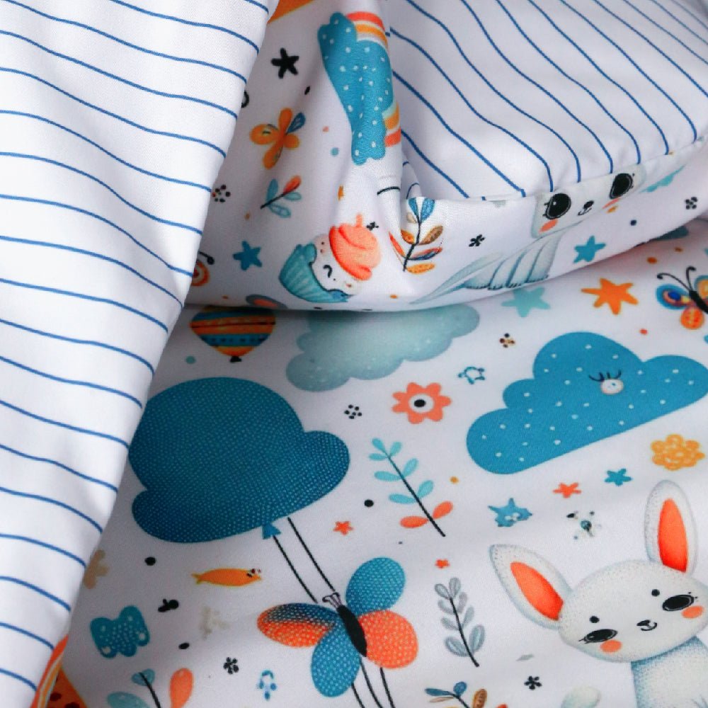 🍄 Housse de Couette Bébé Premium Double Face "Jungle en Fête" (Housse - 115x130cm - + 1 TO - 30x50 cm - ) - Un Luxe pour Votre Bébé 🍄// Collection 'Berçeaux de Rêves' ! ✨ - Couette & Housse de Couette Dwirty Maroc