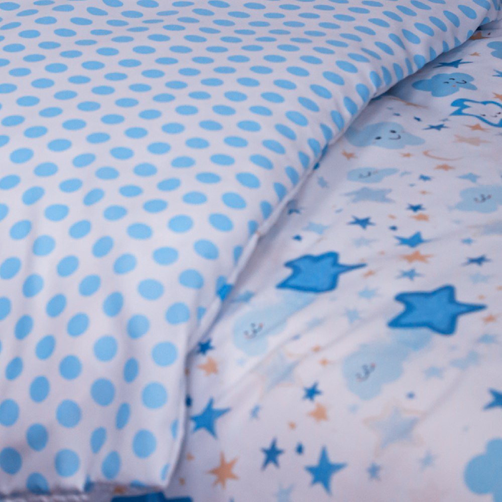 🍄 Housse de Couette Bébé Premium Double Face "Nuit Etoilée" (Housse - 115x130cm - + 1 TO - 30x50 cm - ) - Un Luxe pour Votre Bébé 🍄// Collection 'Berçeaux de Rêves' ! ✨ - Couette & Housse de Couette Dwirty Maroc