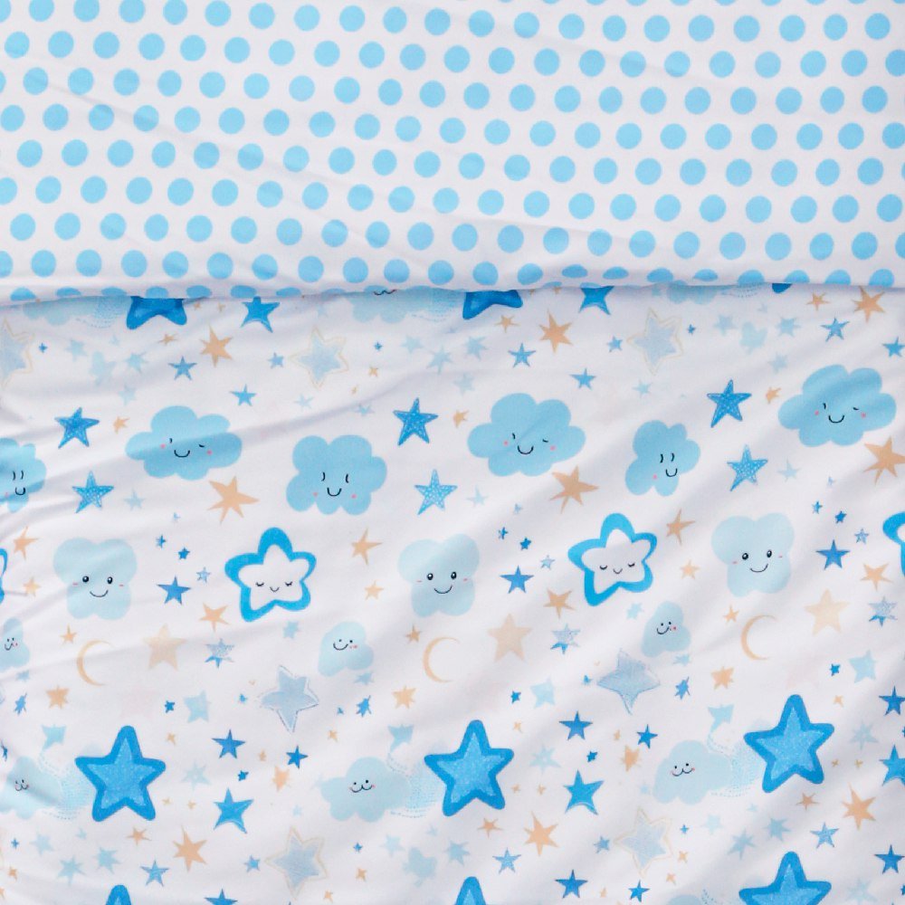 🍄 Housse de Couette Bébé Premium Double Face "Nuit Etoilée" (Housse - 115x130cm - + 1 TO - 30x50 cm - ) - Un Luxe pour Votre Bébé 🍄// Collection 'Berçeaux de Rêves' ! ✨ - Couette & Housse de Couette Dwirty Maroc