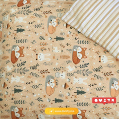 🍄 Housse de Couette Bébé Premium Double Face "Sommeil Renardé"" (Housse -115x130cm- + 1 TO -30x50 cm-) - Un Luxe pour Votre Bébé 🍄// Collection 'Berçeaux de Rêves' ! ✨ - Couette & Housse de Couette Dwirty Maroc