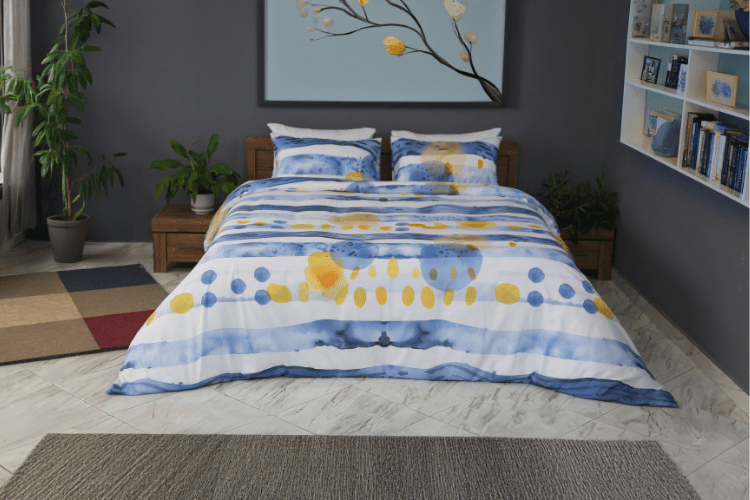 Housse de Couette Double Face "Ciel d'Azur" - Doux & Antiallergique + Taie d'oreiller Offert - Couette & Housse de Couette Dwirty Maroc