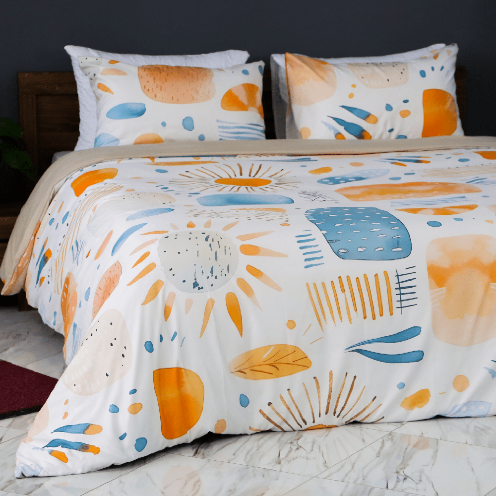 Housse de Couette Double Face "Éclat d'Aube" - Doux & Antiallergique + Taie d'oreiller Offert (Copie) - Couette & Housse de Couette Dwirty Maroc