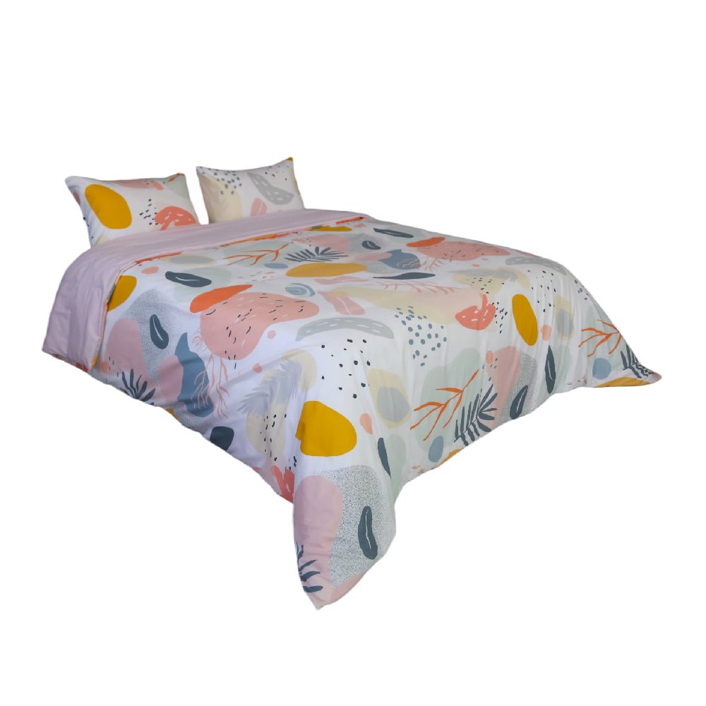 Housse de Couette Double Face "Éclat Floral" / Doux & Antiallergique + Taie d'oreiller Offert - Couette & Housse de Couette Dwirty Maroc