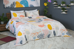 Housse de Couette Double Face "Éclat Floral" / Doux & Antiallergique + Taie d'oreiller Offert - Couette & Housse de Couette Dwirty Maroc